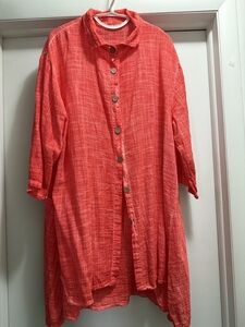 Loose weave casual long linen shirt